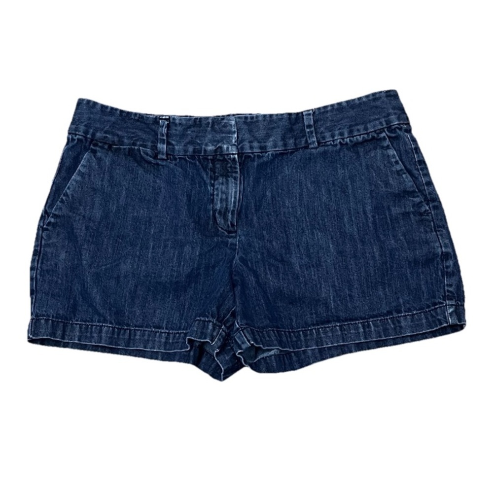 LOFT Low Rise Dark Wash Chambray Shorts Womens Size 8 Y2K Cuffed Old Money - Picture 2 of 7
